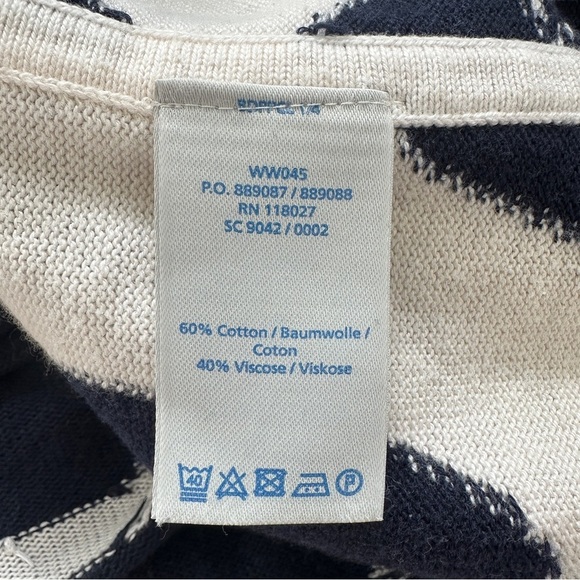 Boden Navy & Cream Sweater Knit Dress w/ Retro Floral Pattern, Size 12, Like New - Picture 5 of 6